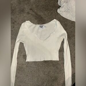 Princess Polly Long Sleeve White Crop Top (Small)